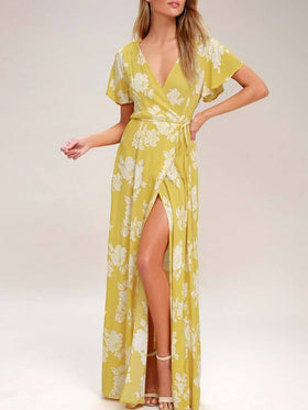 Maxi Robe Décontractée en été Jaune - CA Mode