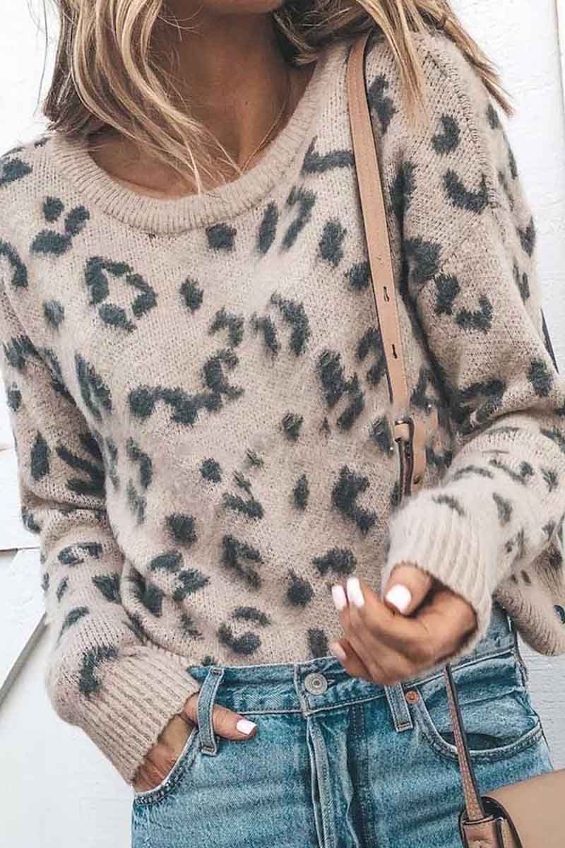 Pull en Maille Imprimé Léopard