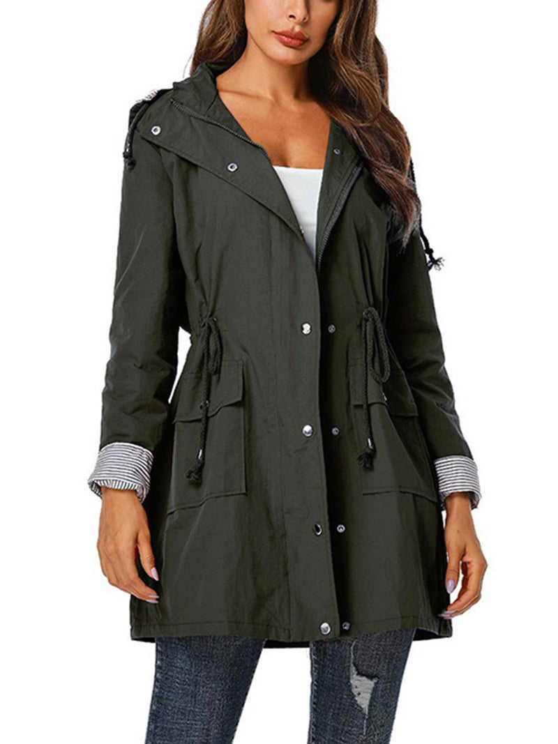 Manteau Boutonnée Manches Longues Col en V pour Femme