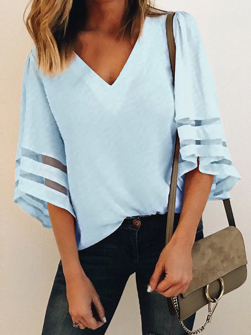 Blouse à Col en V avec Fil - CA Mode