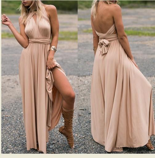 Robe Maxi Boho Portefeuille Multicolore Femme Sexy