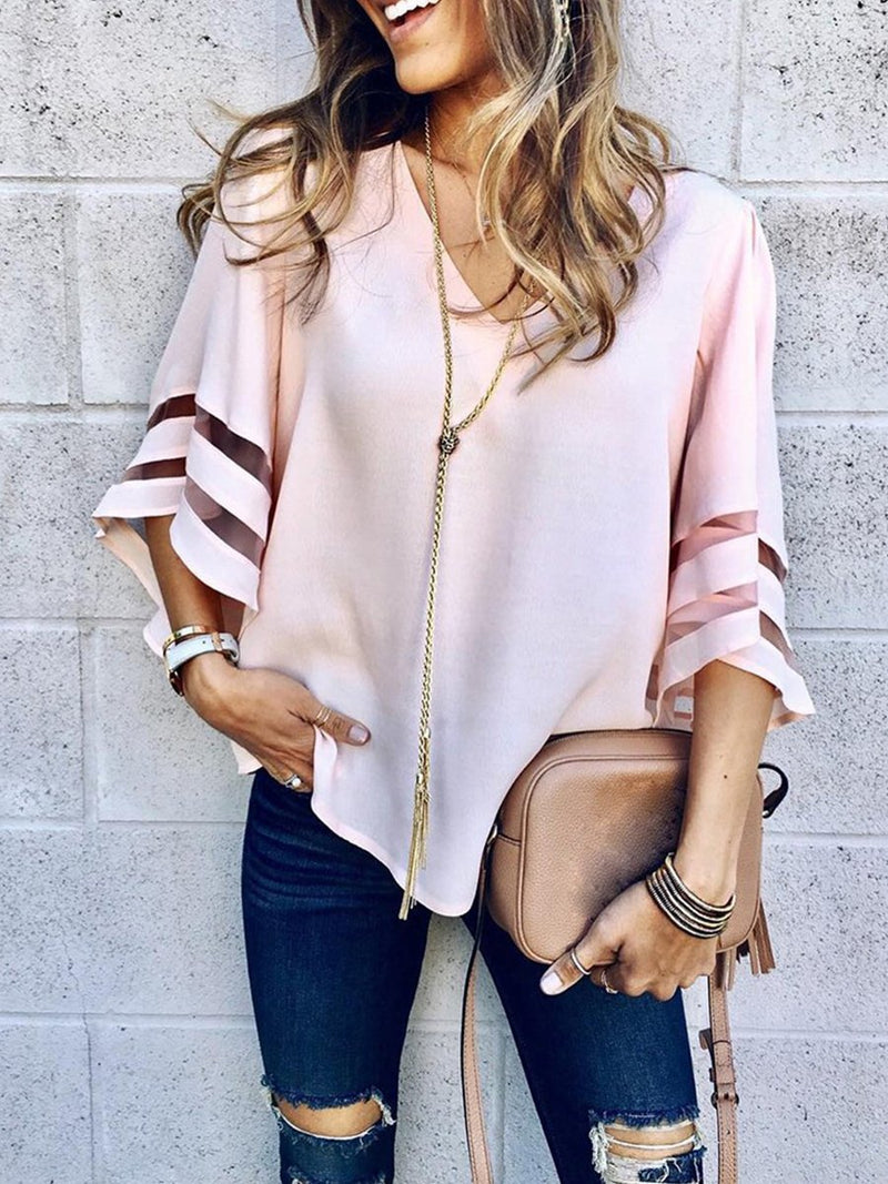 Blouse à Col en V avec Fil - CA Mode