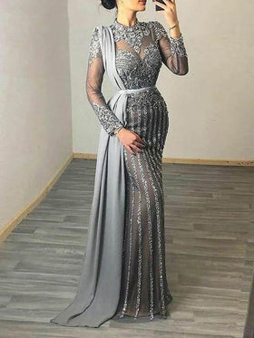 Robe de Soirée Transparente Sequins