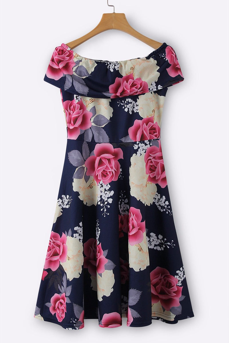 Robe Florale à Epaules Dénudées