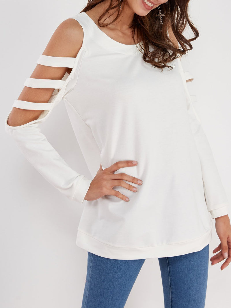 Cold Shoulder Slouchy Strappy Cut-outs T-shirt - CA Mode