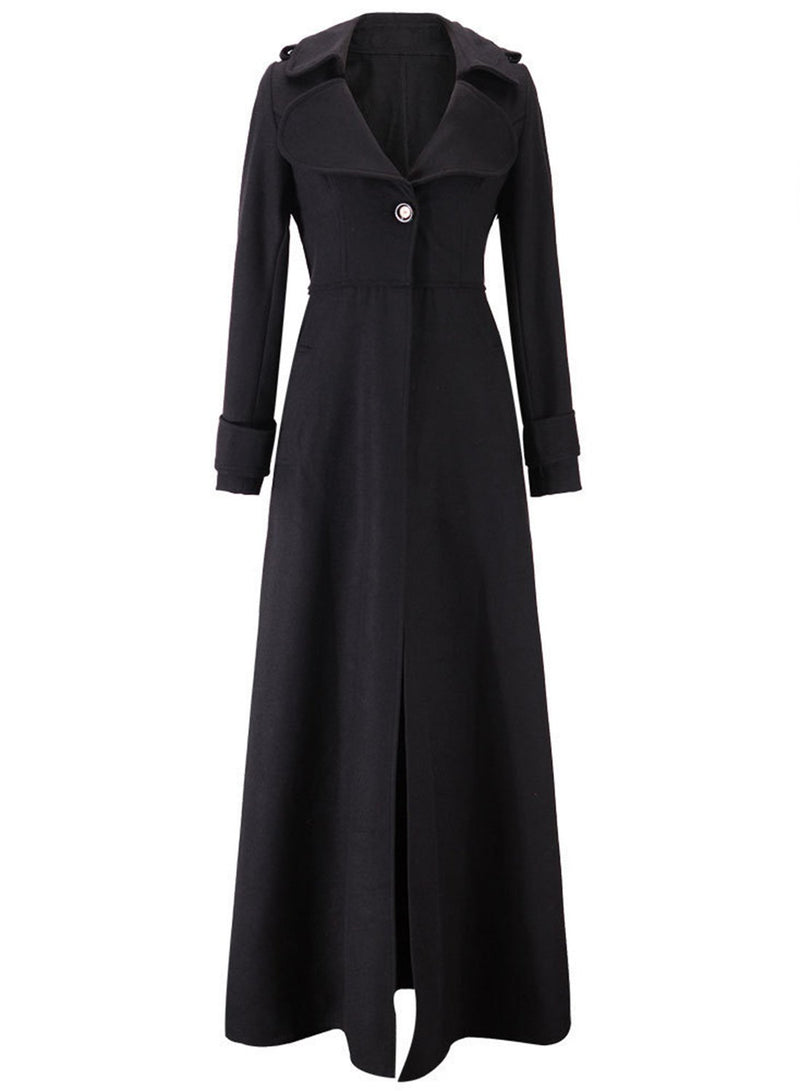 Manteau Maxi à Col en Revers avec Bouton - CA Mode