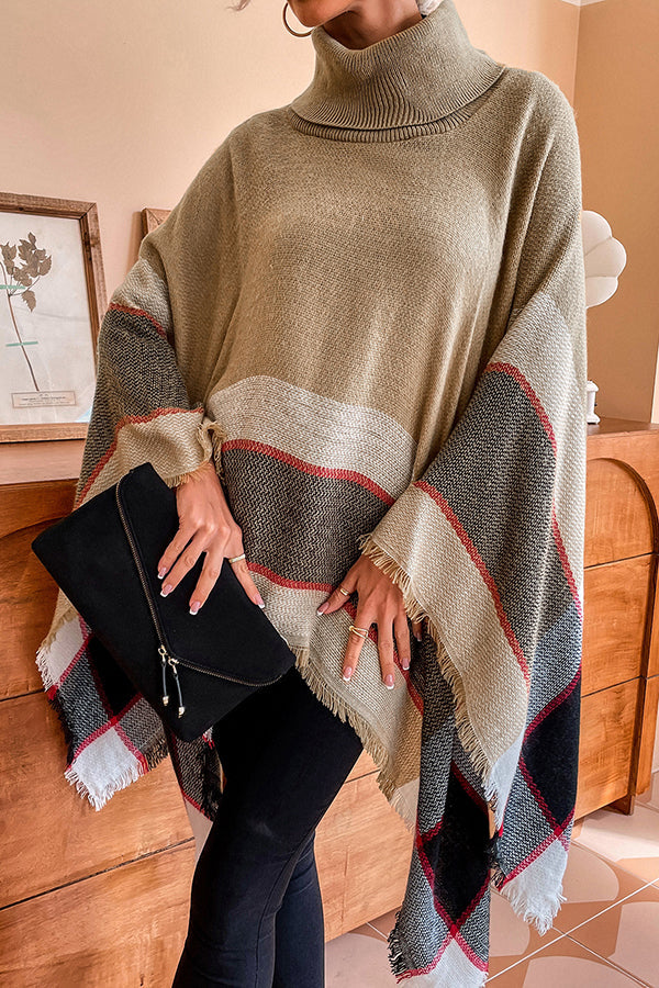 Bubbles and Bonfires Colorblock Knit Poncho