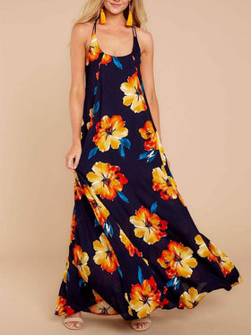 Robe sans Manches à Imprimé Floral