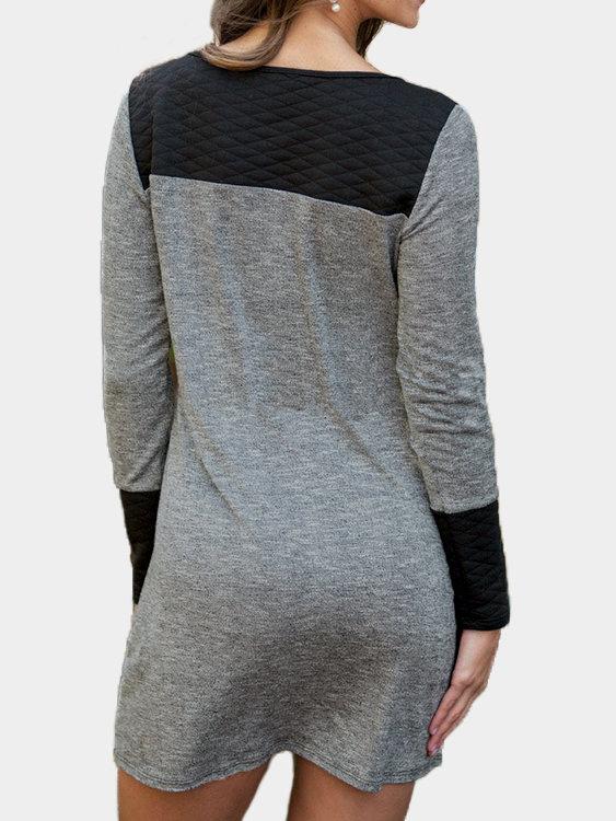 Mini Robe Gris à Manches Longues