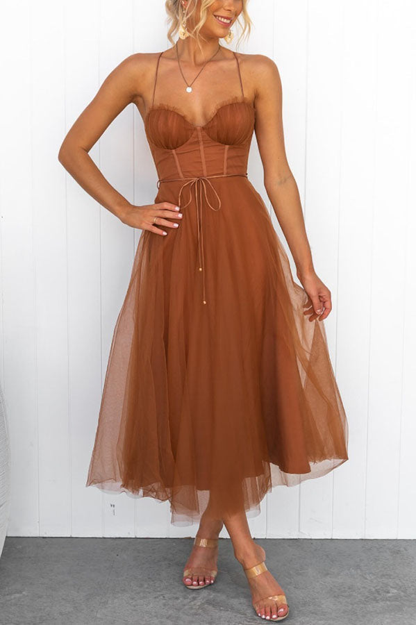 Modern-day Princess Chiffon Suspenders Party Maxi Dress