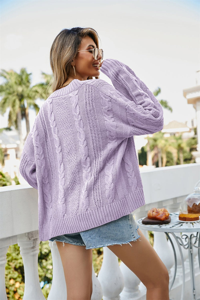 Pull Cardigan Tricoté Manches Longues Devant Ouvert