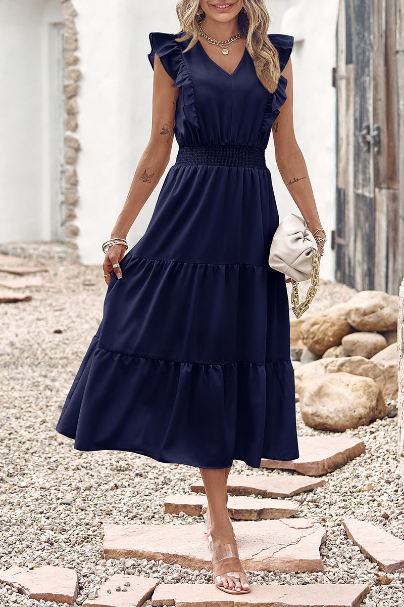 Sleeveless Tunic Tiered Flowy Midi Dress