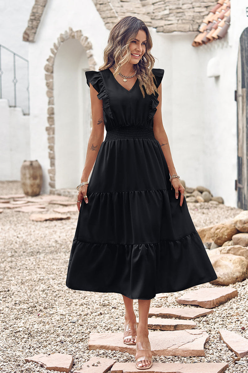 Sleeveless Tunic Tiered Flowy Midi Dress