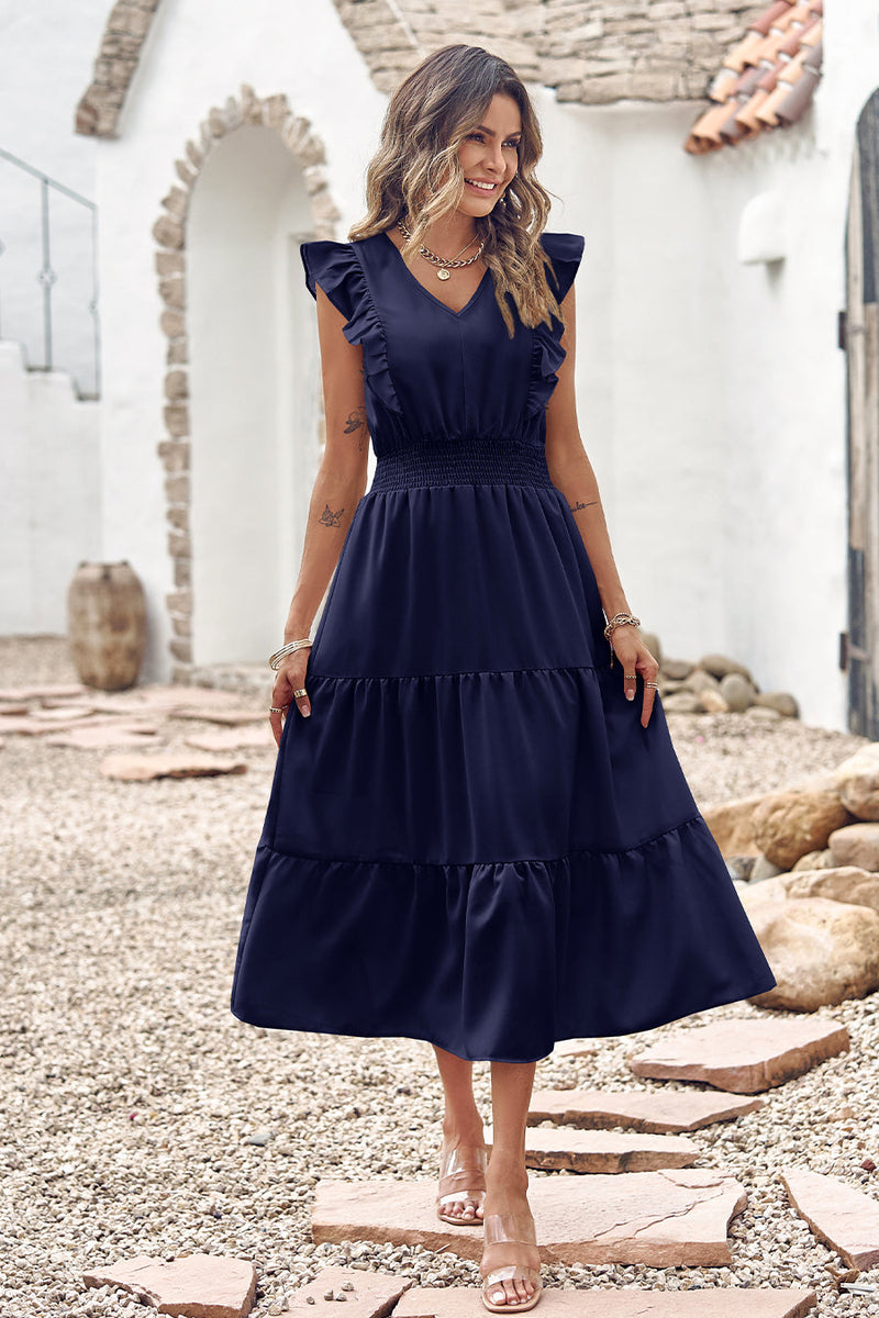 Sleeveless Tunic Tiered Flowy Midi Dress