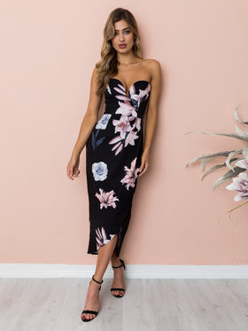 Robe Imprimé Floral Épaules Dénudées