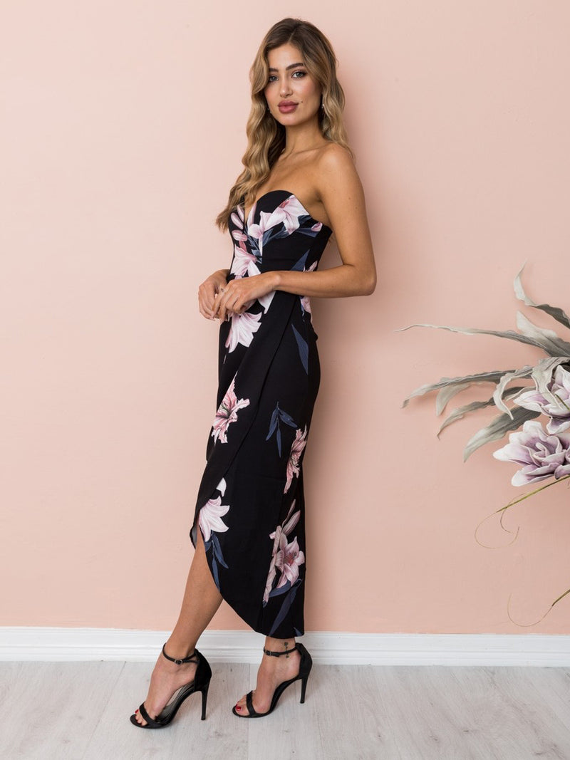 Robe Imprimé Floral Épaules Dénudées