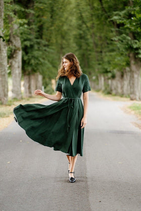 Robe Midi Vintage Manches Courtes