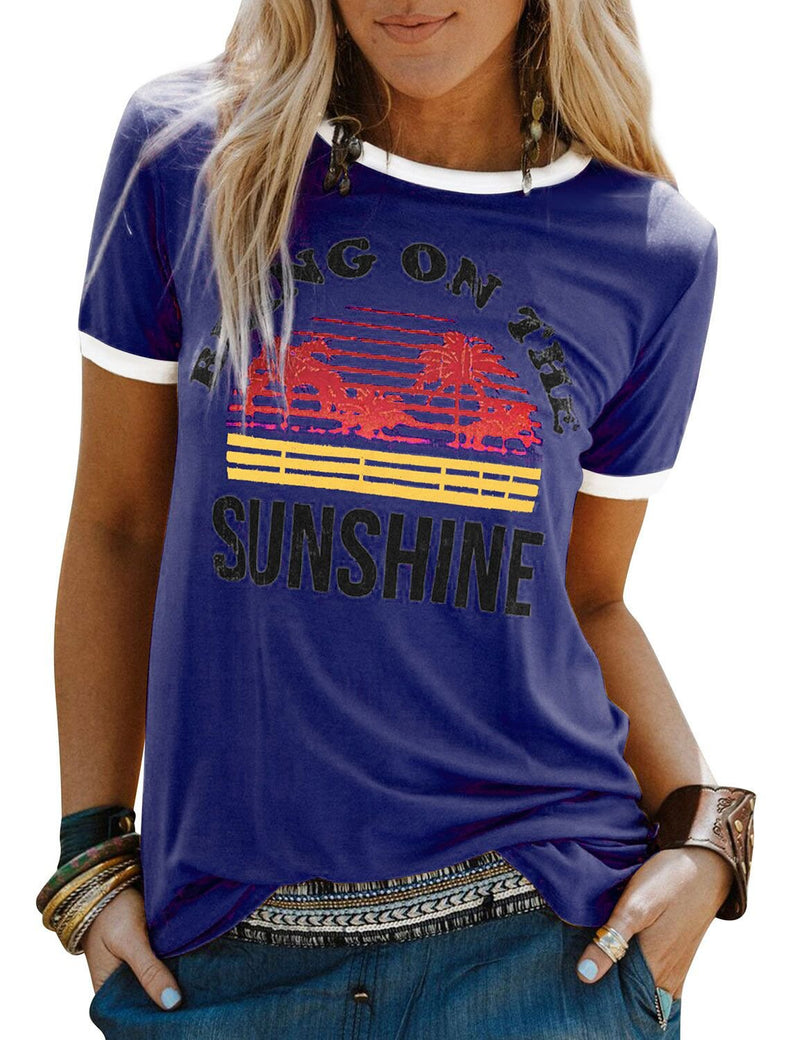 T-shirt Imprimé Sunshine Manches Courtes Col Rond