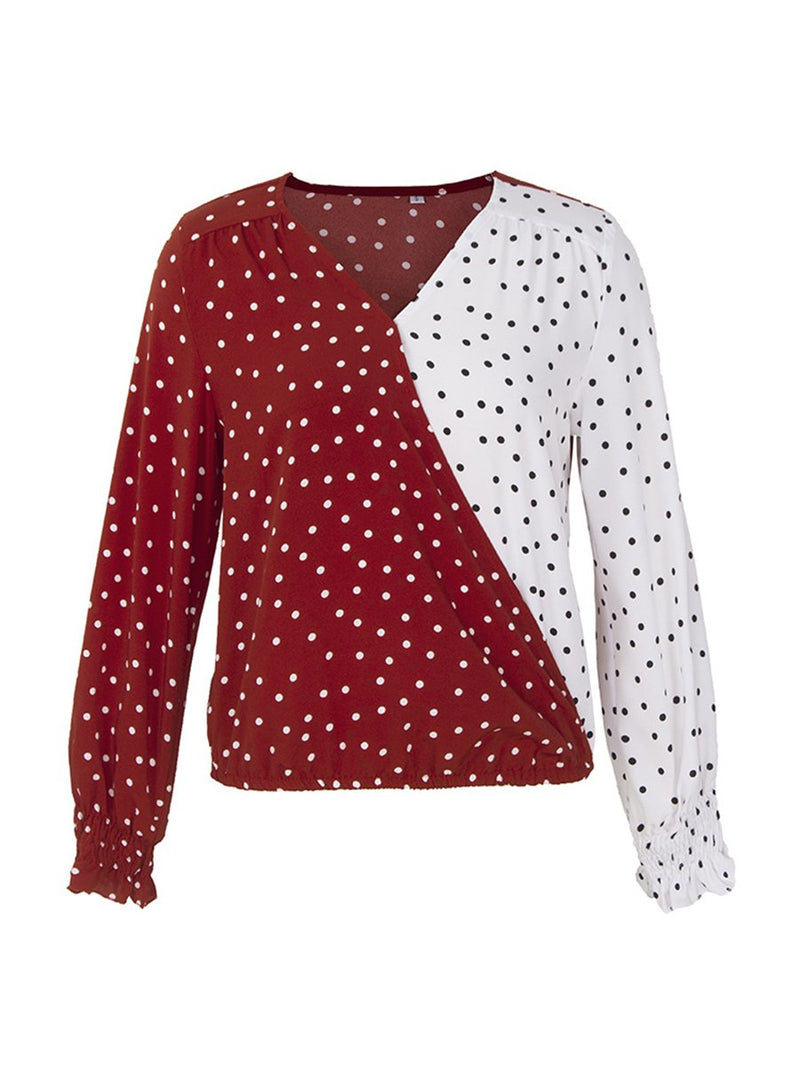 Automne 2019 Top à pois et encolure drapée