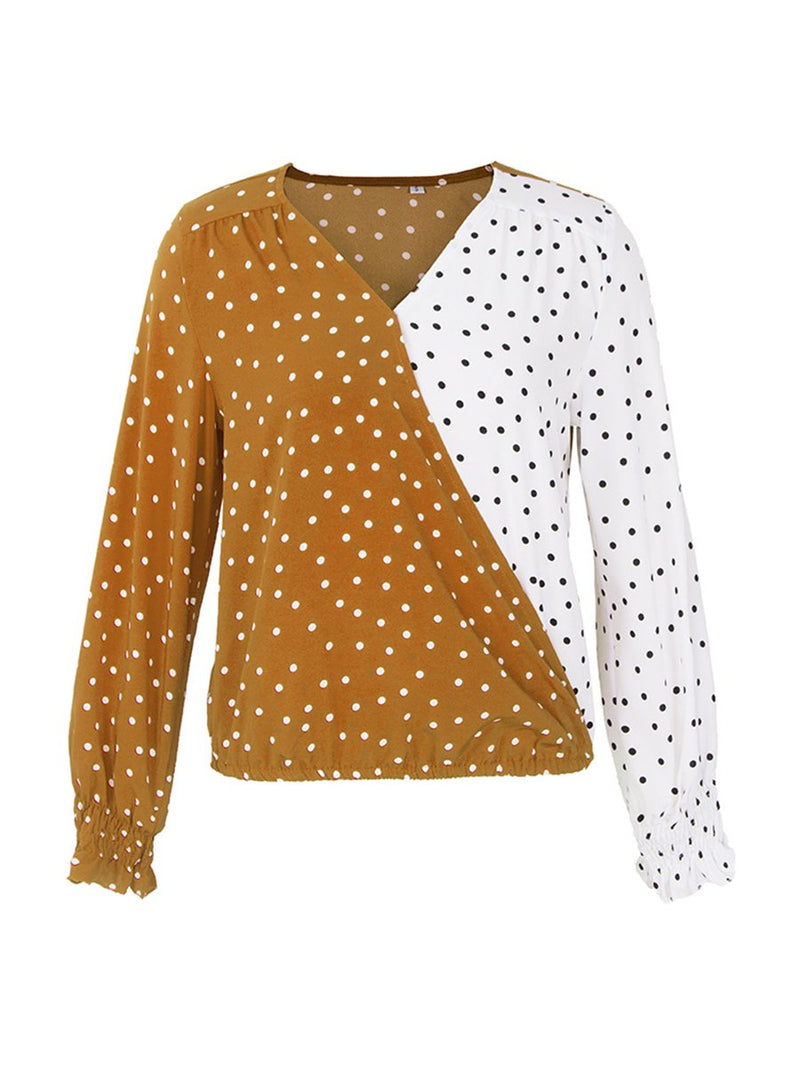 Automne 2019 Top à pois et encolure drapée