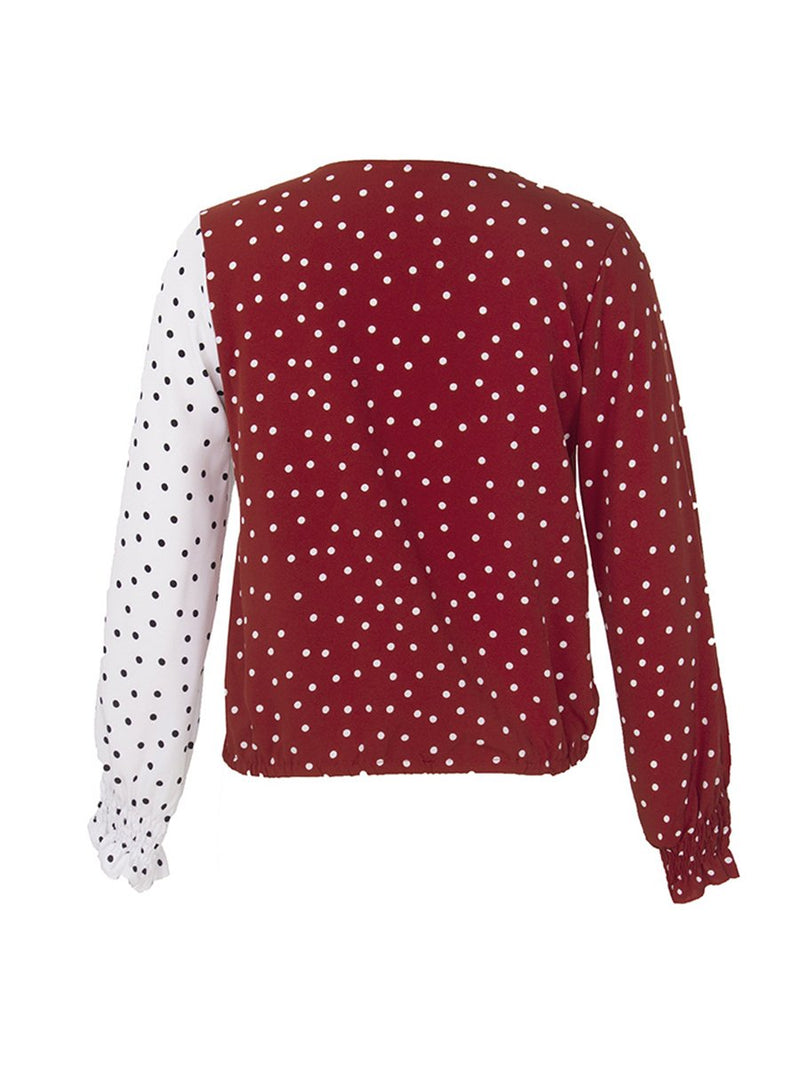 Automne 2019 Top à pois et encolure drapée