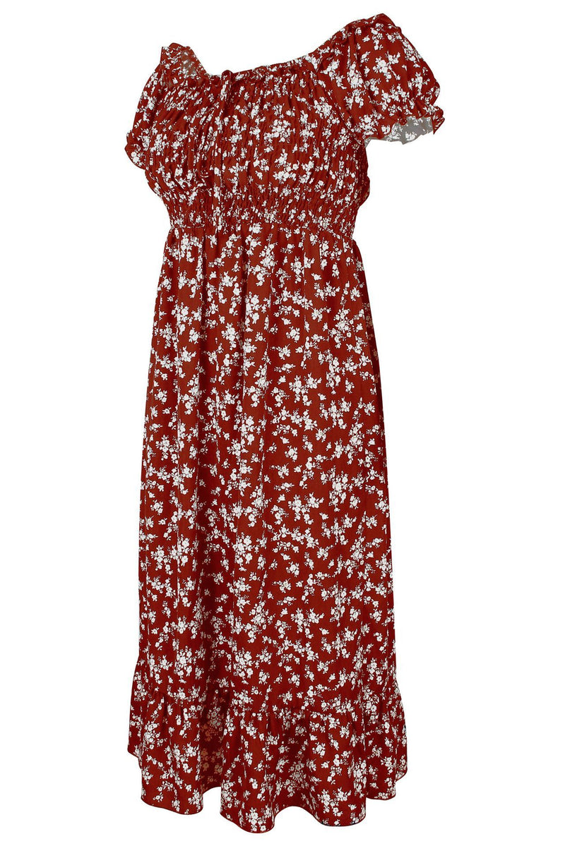 Robe Midi Floral Épaules Dénudées