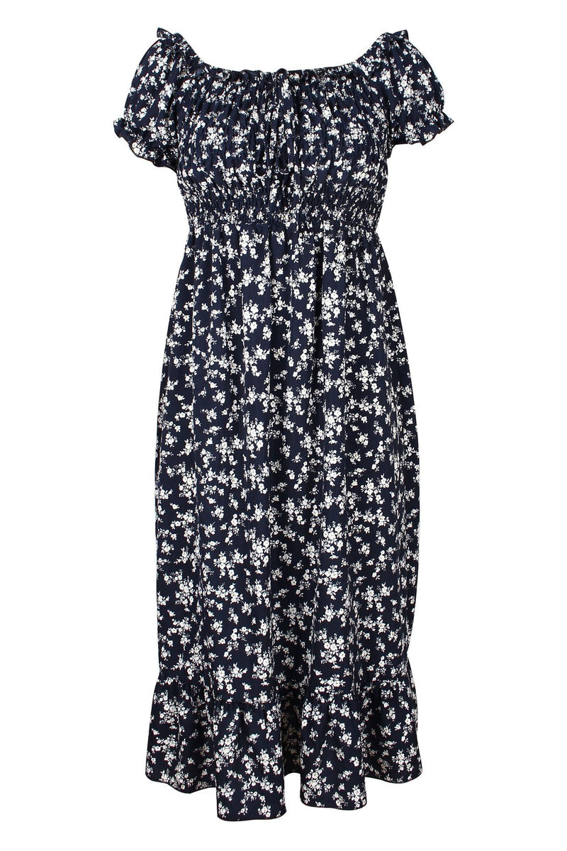 Robe Midi Floral Épaules Dénudées