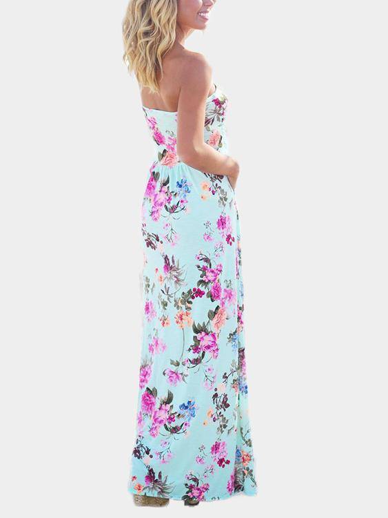 Robe à Imprimé Floral et à Epaules Dénudées