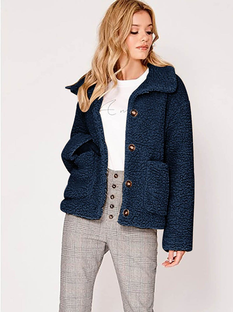 Manteau en Fausse Furrure Boutons