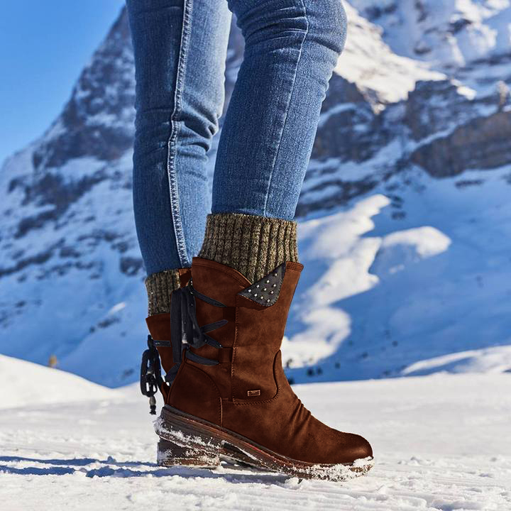 Bottes d'hiver Chaudes à Lacets pour Femmes