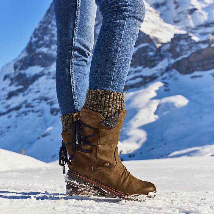 Bottes d'hiver Chaudes à Lacets pour Femmes