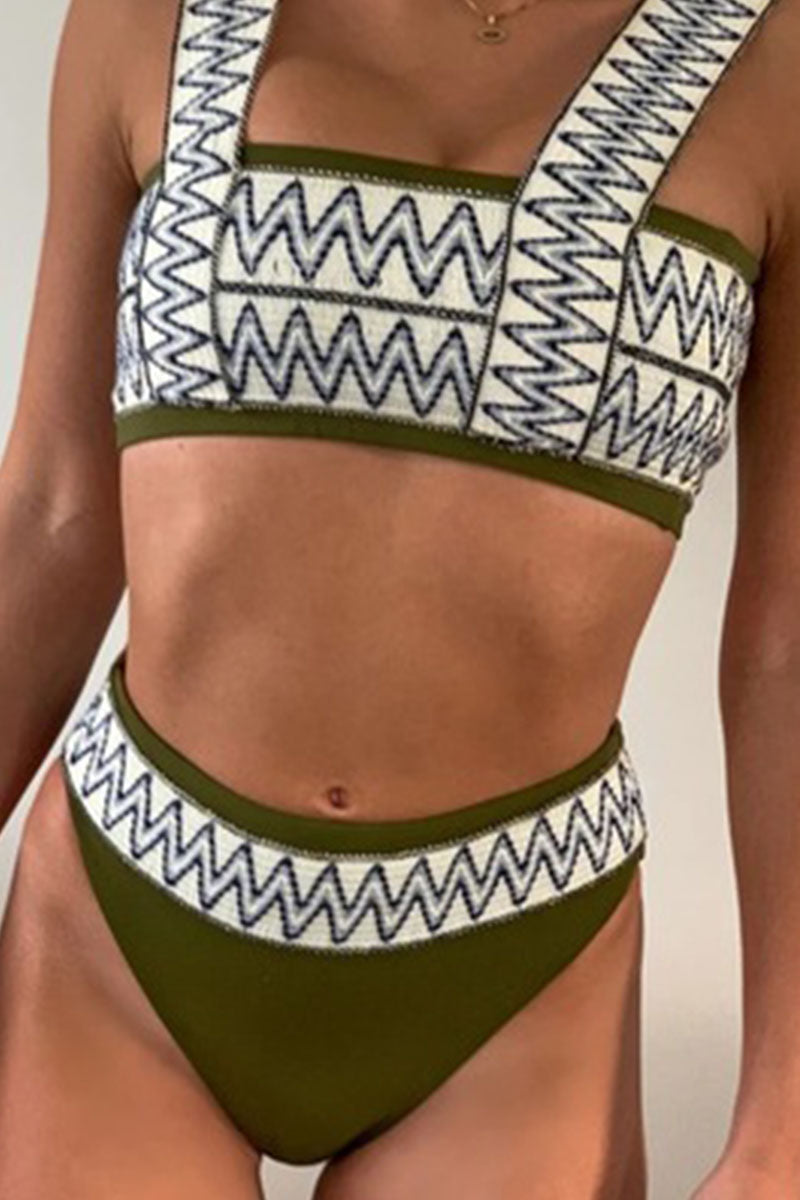 Fashion Simplicity Print Patchwork Swimwears