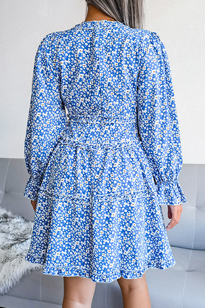 Mini Robe Décontracté Floral Fendu Col V Mini Robe