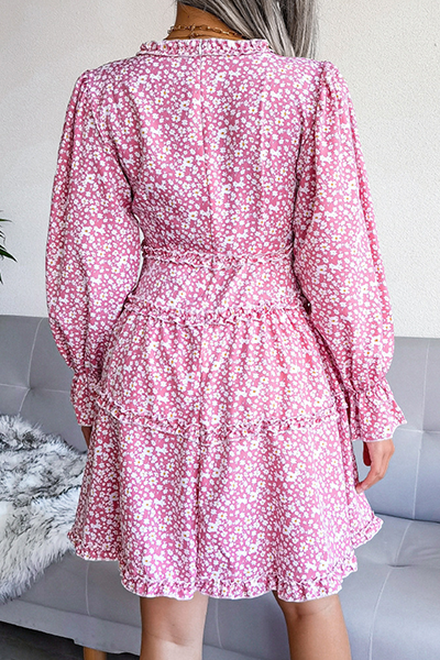 Mini Robe Décontracté Floral Fendu Col V Mini Robe