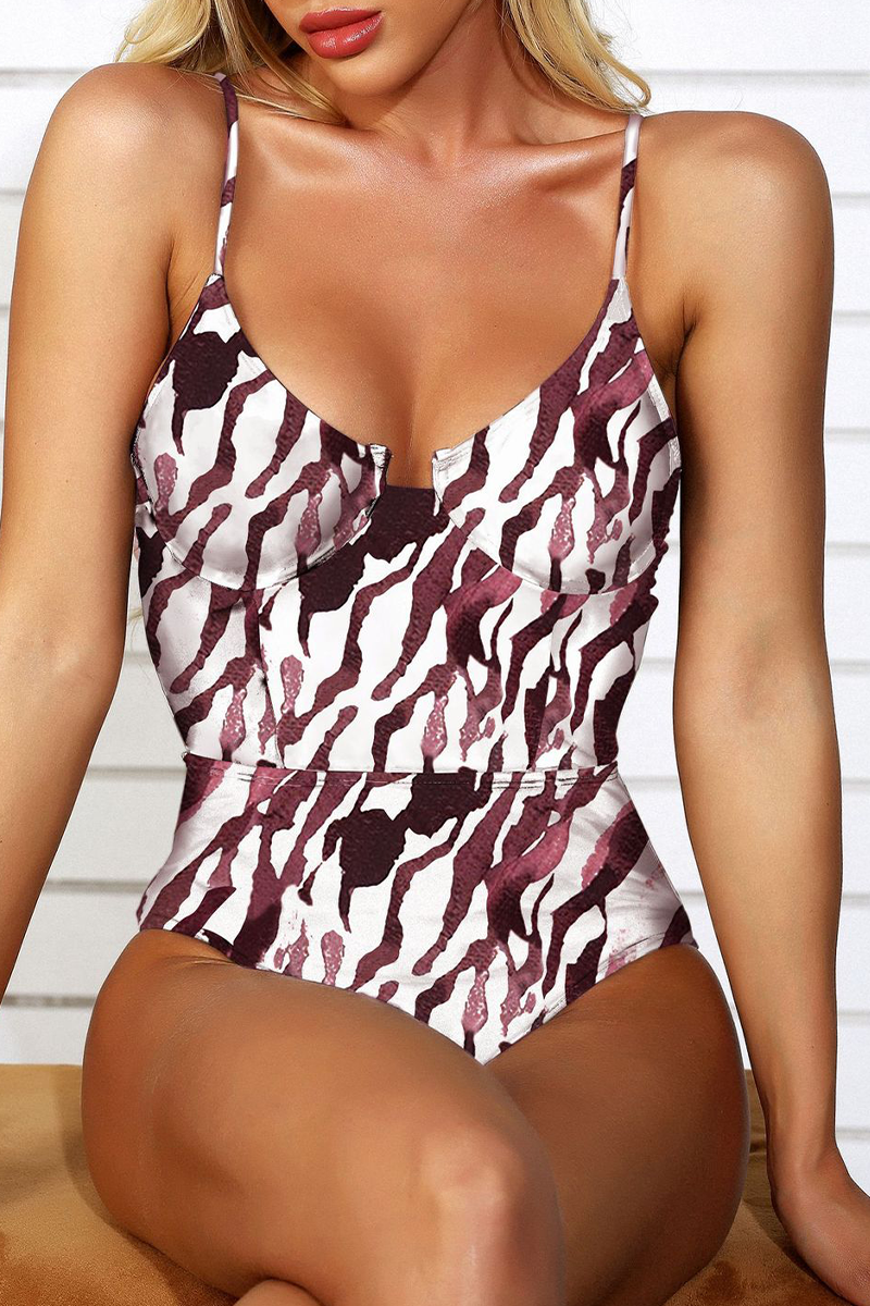 Vacation Print Split Joint Backless Swimwears(5 colors)