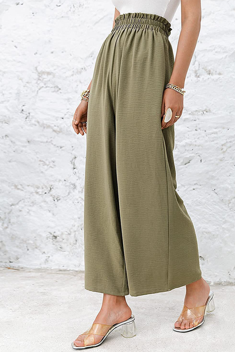 Casual Solid Patchwork Loose High Waist Wide Leg Solid Color Bottoms