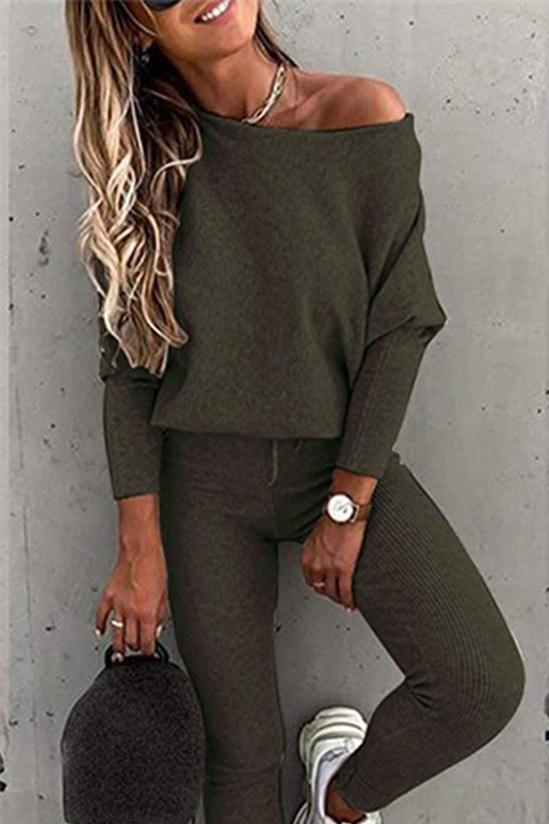 Fashion Casual Solid Patchwork Long Sleeve Two Pieces(7 colors)