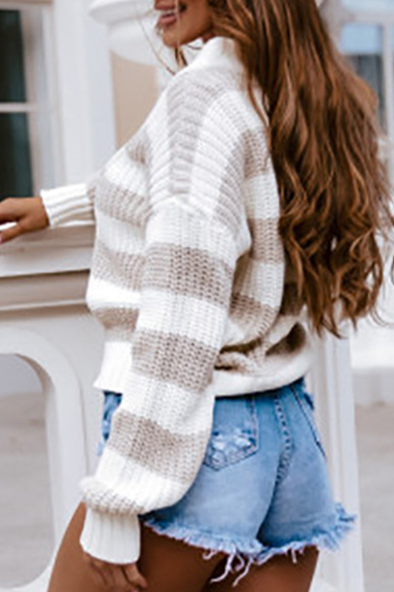 Stripe Color Block Button Cardigan