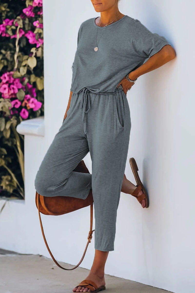 Casual Simplicity Solid Solid Color O Neck Regular Jumpsuits(5 Colors)