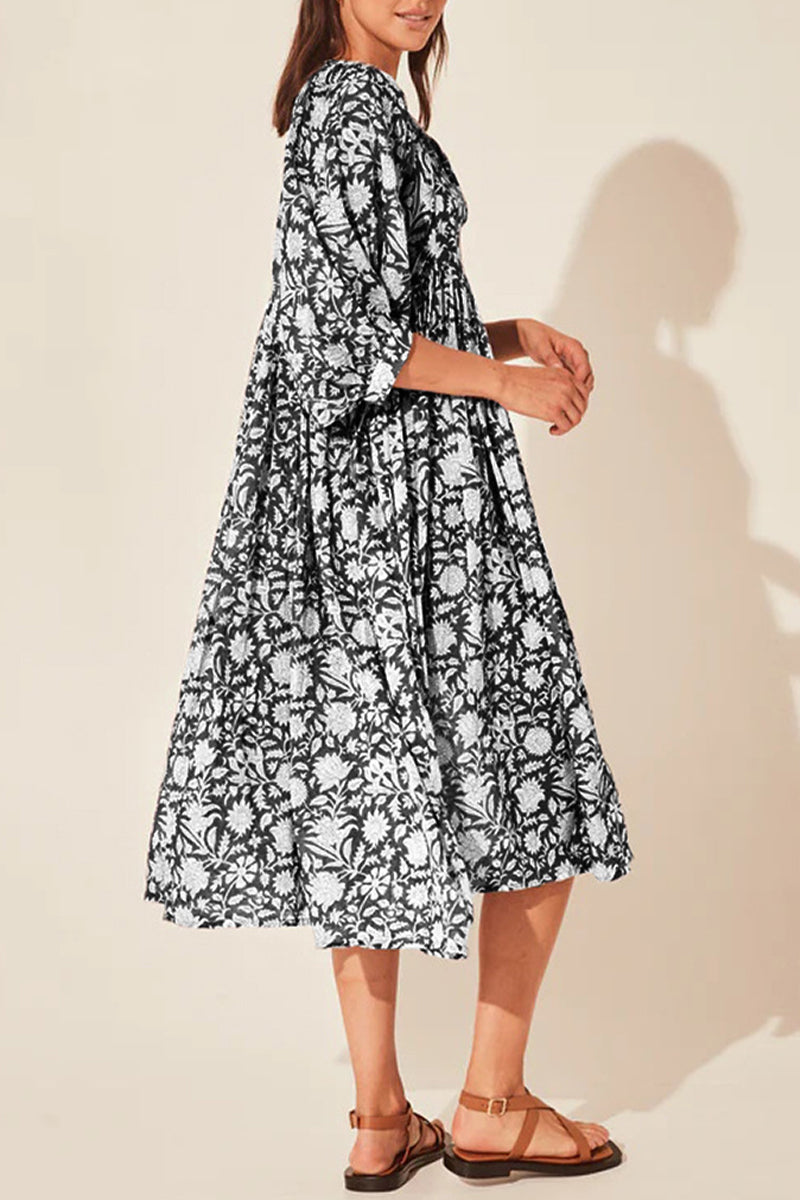 Robe de Plage Col Asymétrique Patchwork Floral