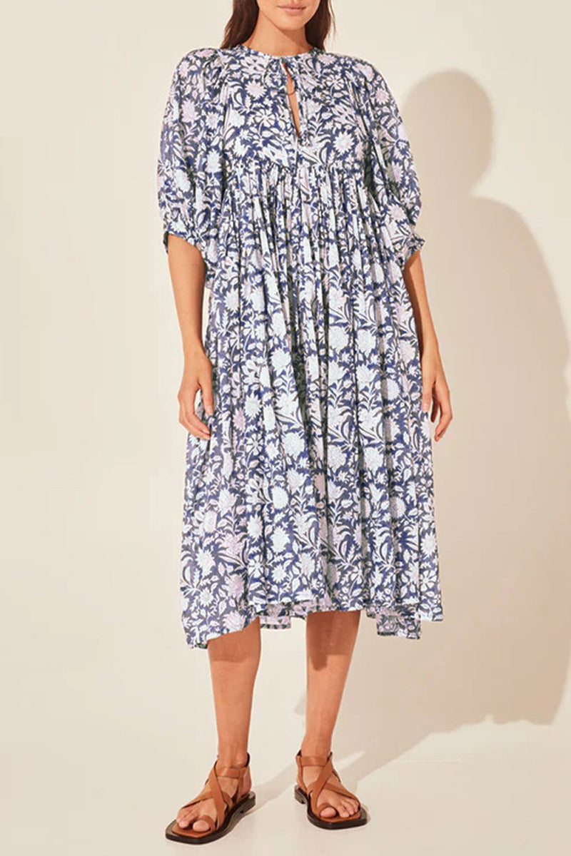 Robe de Plage Col Asymétrique Patchwork Floral