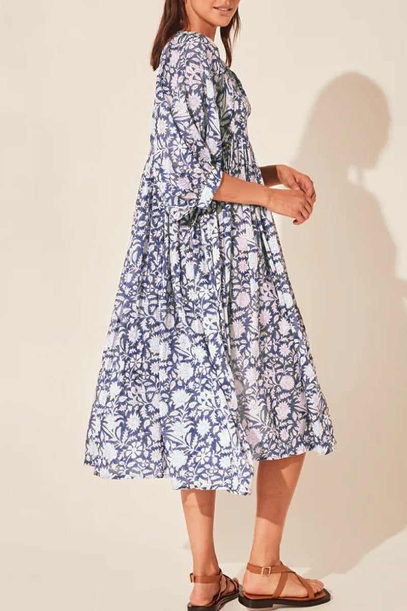 Robe de Plage Col Asymétrique Patchwork Floral