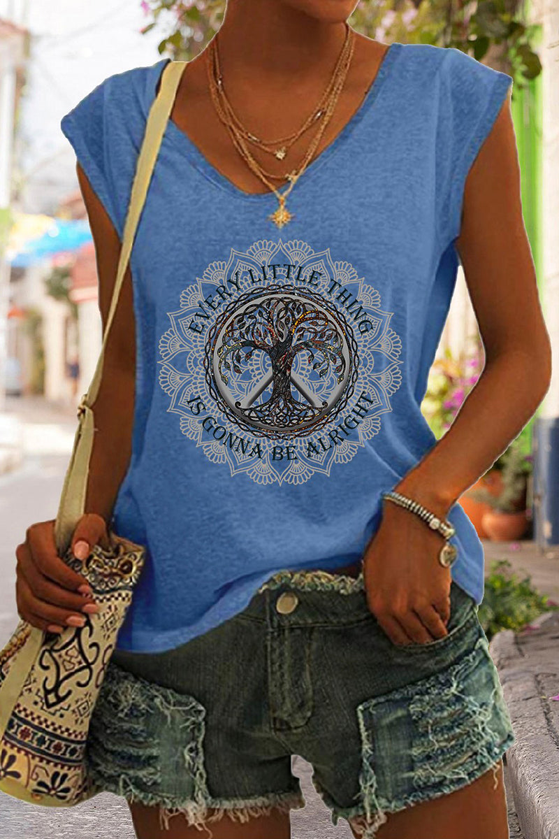 Hippie Crew Neck Sleeveless Tank Top