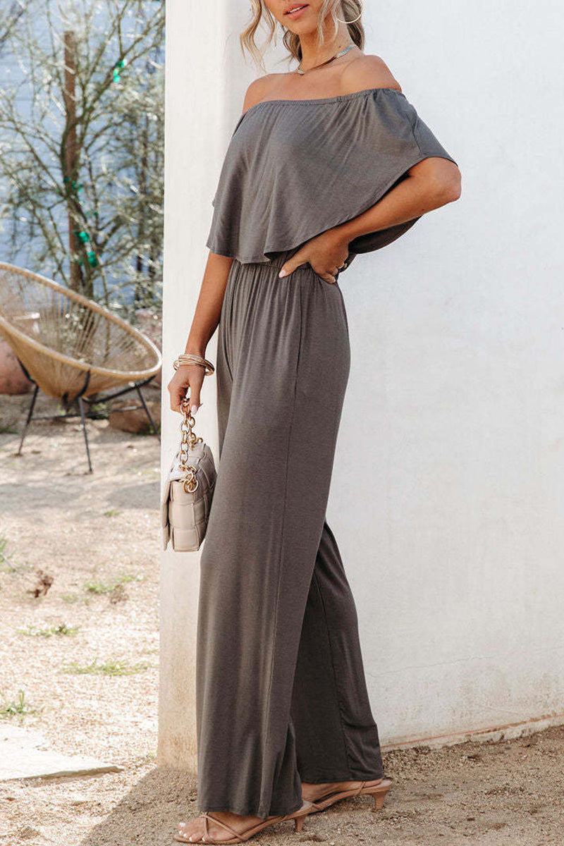 Casual Daily Solid Solid Color Off the Shoulder Regular Jumpsuits