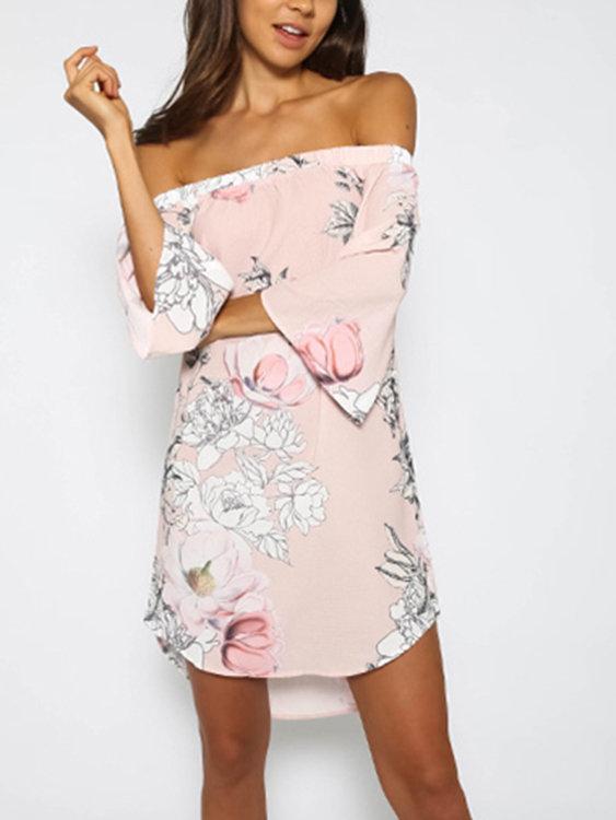 Robe à imprimé floral aléatoire à épaules dénudées