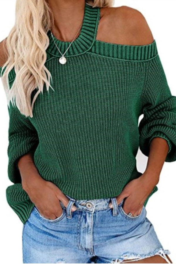 Taste of Winter Cold Shoulder Knit Sweater