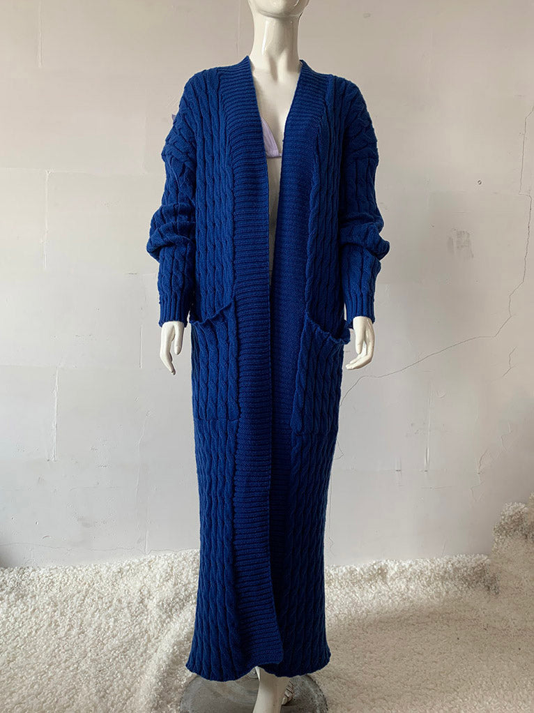 Cardigan Maxi en Maille Poches Ouvertes Devant