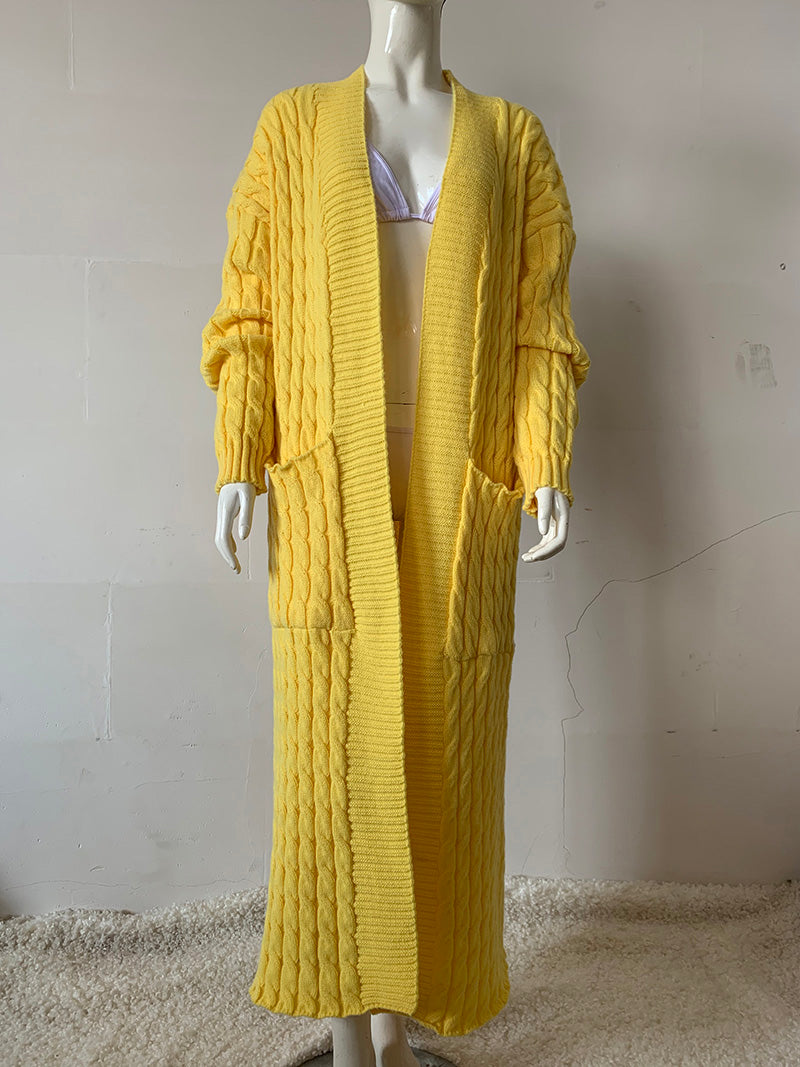 Cardigan Maxi en Maille Poches Ouvertes Devant