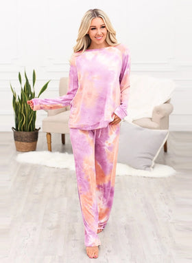 Costume Décontracté pour Femme en Deux Pièces Tie Dye