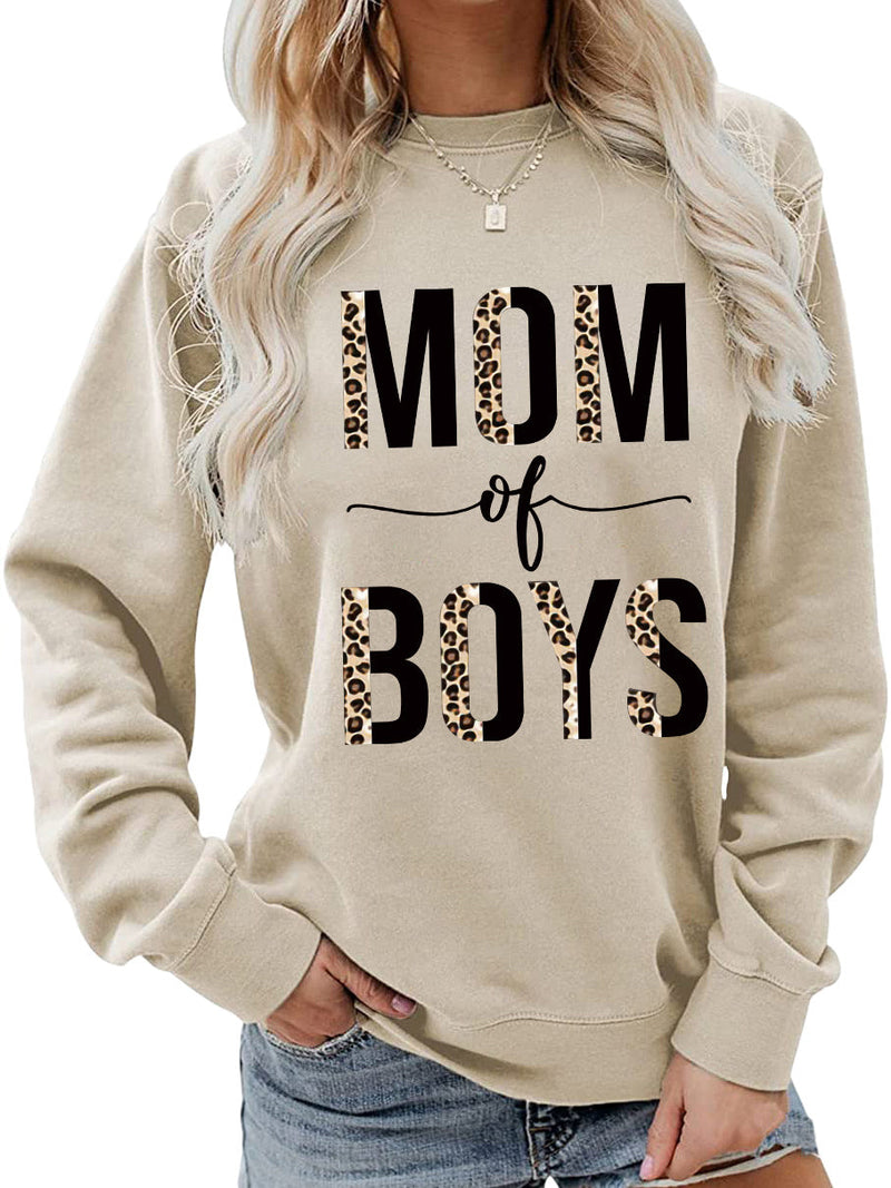 Casual Crew Neck Mom of Boys Printed Sweatshirt